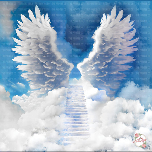 RIP Rest in Angel Wings Heaven Sublimation Background Template Digital Download