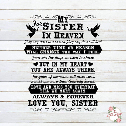 My Sister in Heaven Time or Reason SVG Digital Download