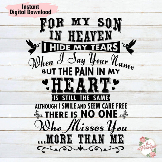 Son in Heaven I Hide My Tears SVG Digital Download
