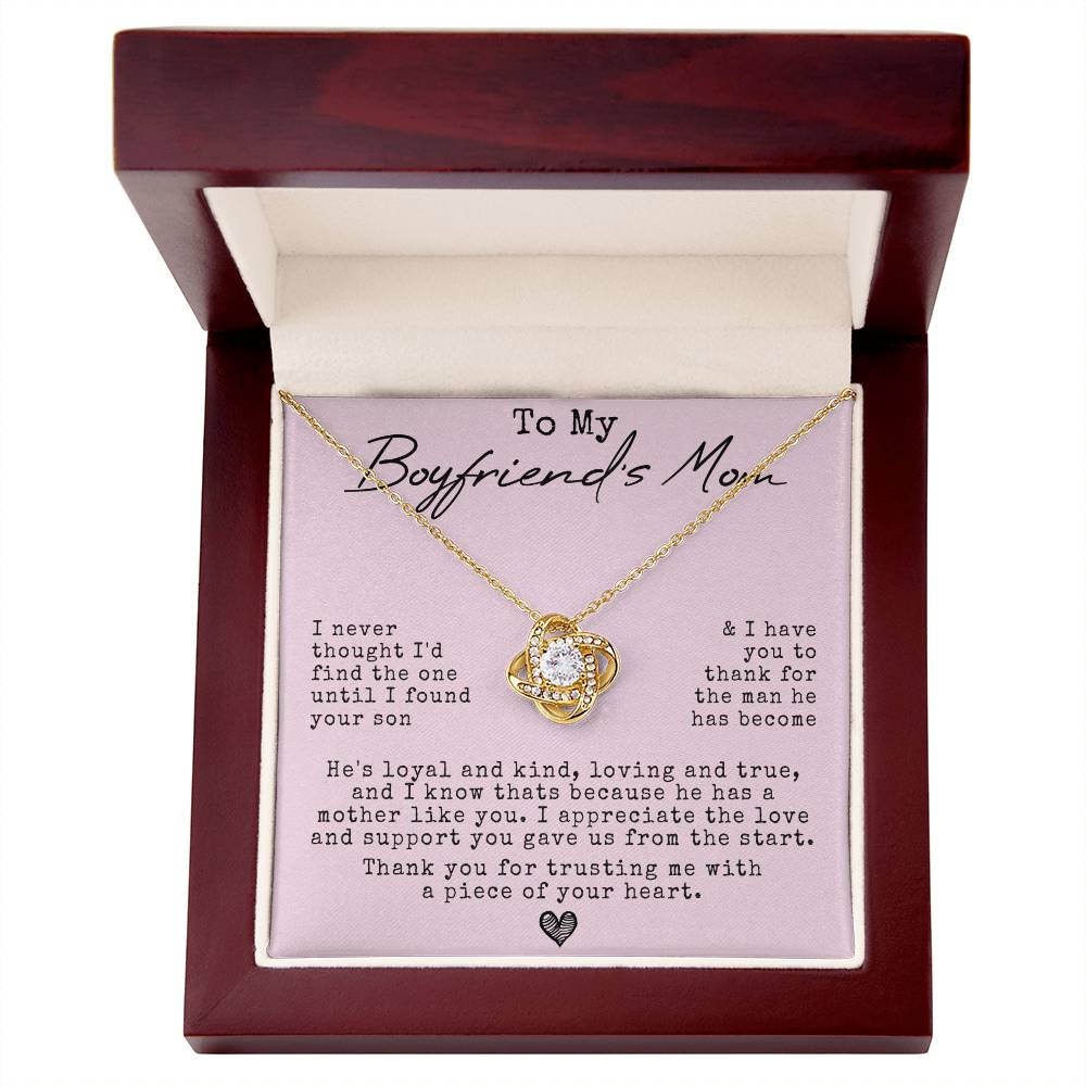 "A Gift to My Boyfriend's Mom" Personalized Love Knot Necklace - I Found Your Son