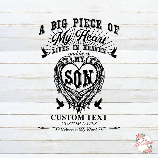 A Big Piece of Heart Son in Heaven SVG Digital Download