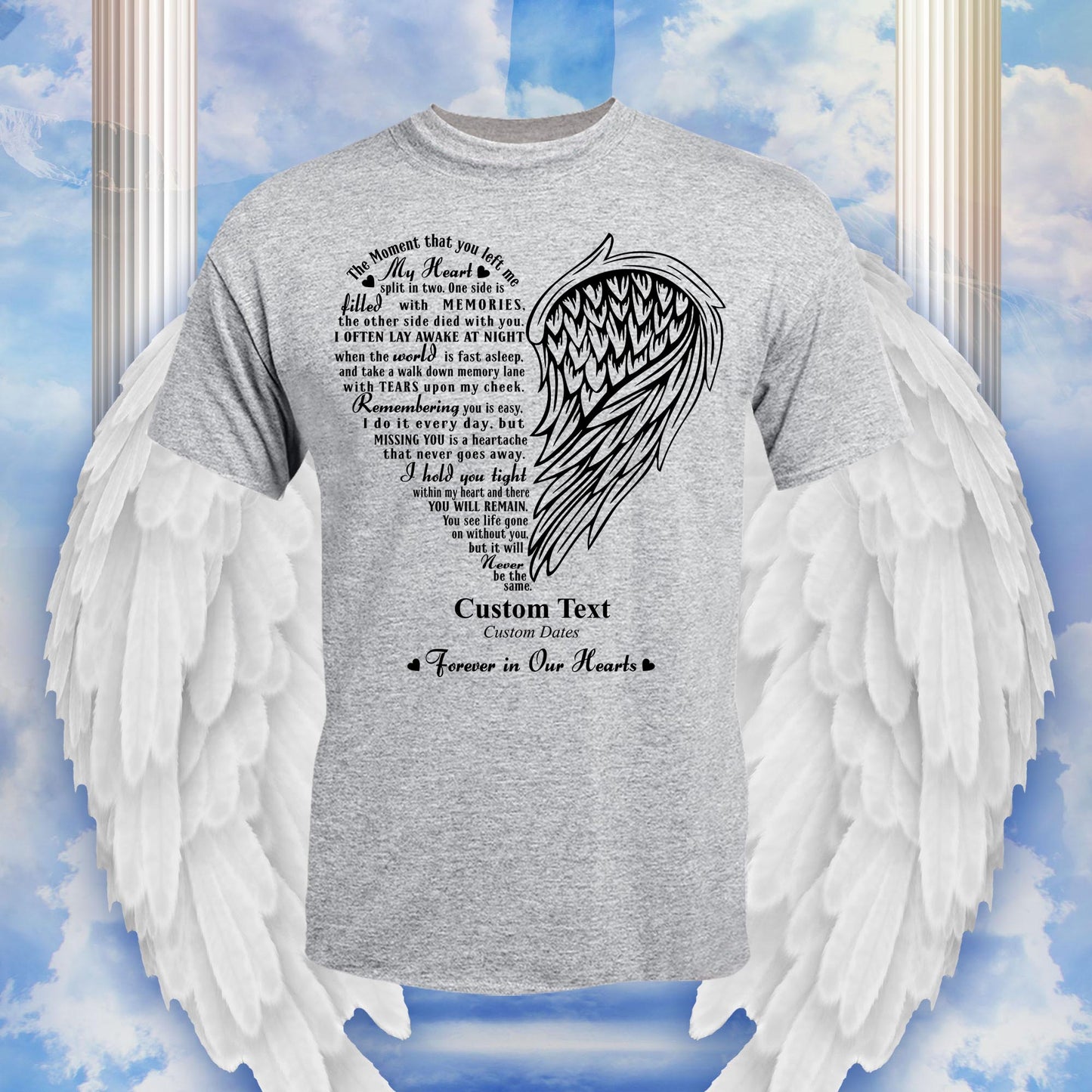 My Heart Split in Two Custom Memorial T-shirt Hoodie