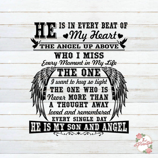 Son and Angel in Heaven SVG Digital Download