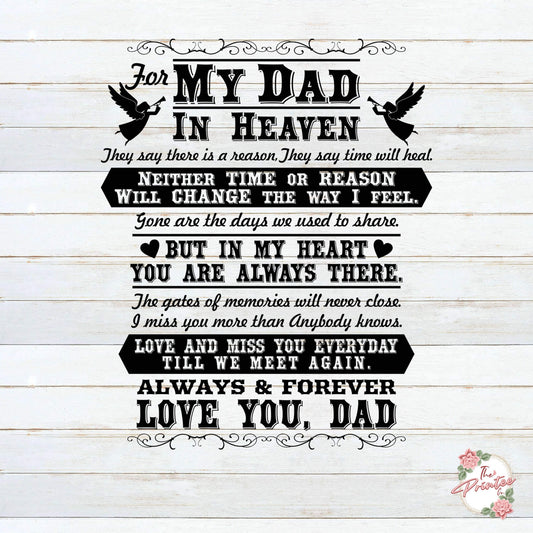 My Dad in Heaven Time or Reason SVG Digital Download