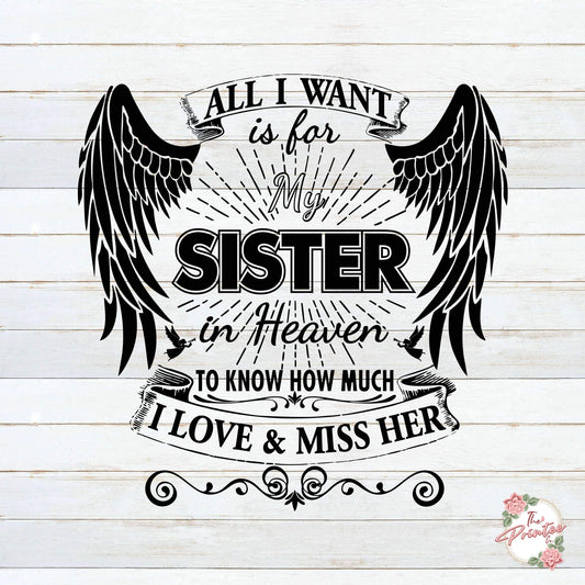 Sister in Heaven SVG In Memory Digital Download